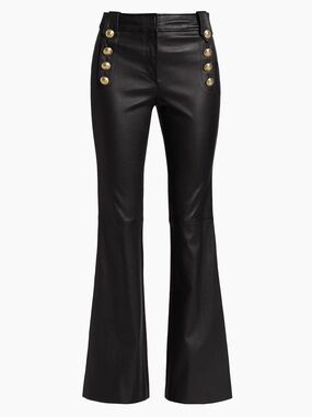 Derek Lam 10 Crosby Black Robertson Flared Leather Sailor Trousers